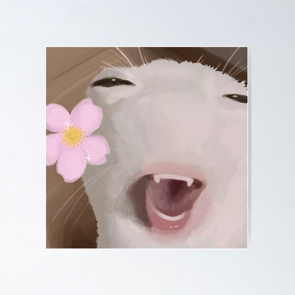 Item preview, Happy Cat Meme w/ Flower designed and sold by OricnsBelt.