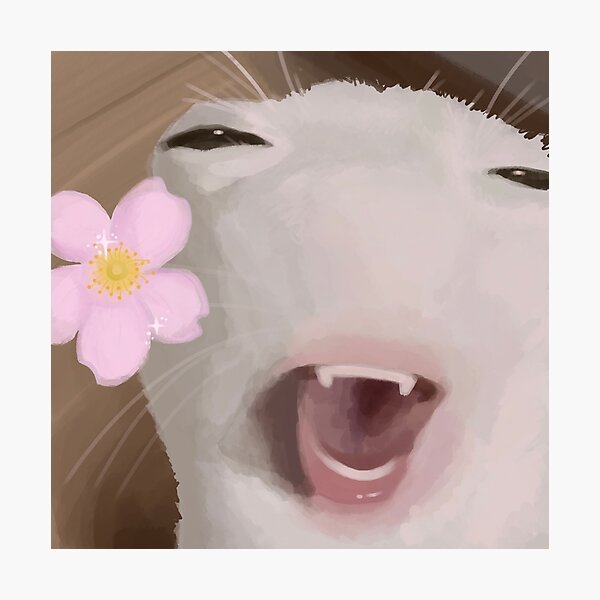 Item preview, Happy Cat Meme w/ Flower designed and sold by OricnsBelt.