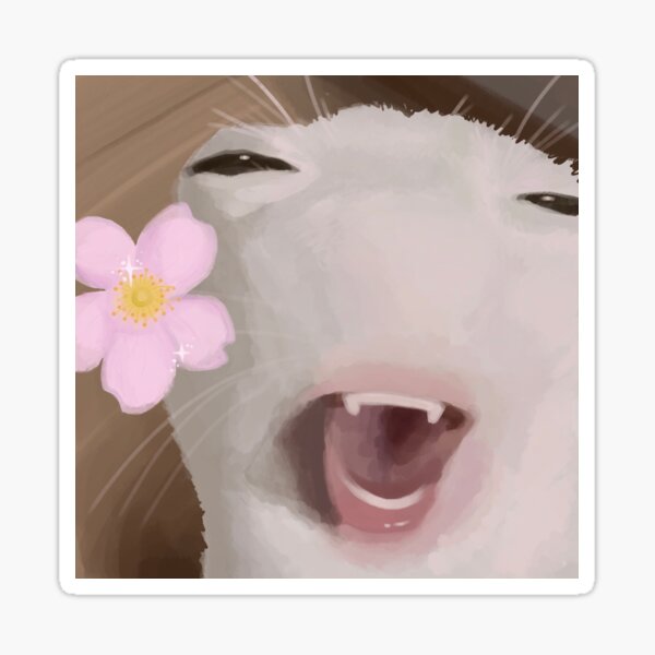 Item preview, Happy Cat Meme w/ Flower designed and sold by OricnsBelt.