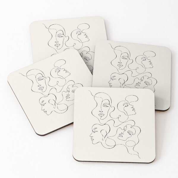 Item preview, Abstract Female Face Line Drawing - Multiple Women Heads designed and sold by FemmePod.