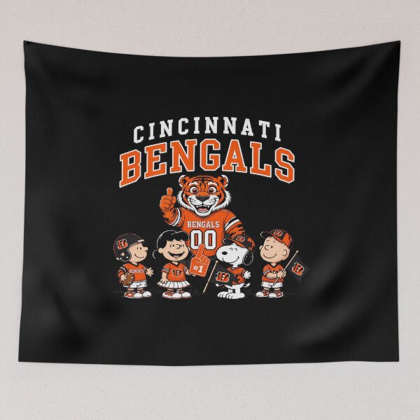 Aperçu de l'œuvre Équipe des personnages Peanuts des Bengals de Cincinnati créée et vendue par SunsetHillside.