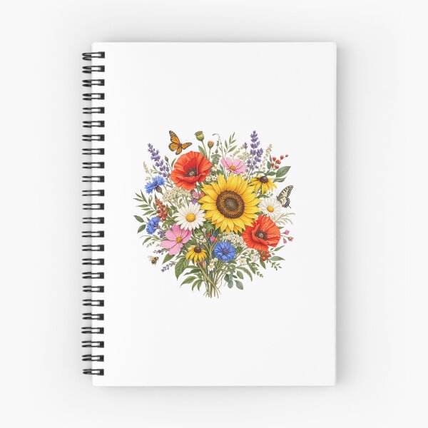 Item preview, Wildflower Bouquet Sunflower Poppy Butterfly Watercolor designed and sold by DrAsmaaMohamed.
