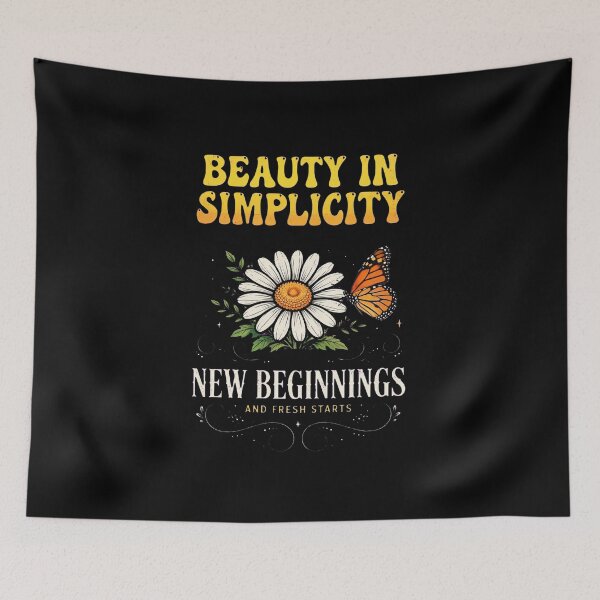 Item preview, Beauty In Simplicity New Beginnings Daisy Butterfly Quote Art designed and sold by Vibe-Vary.