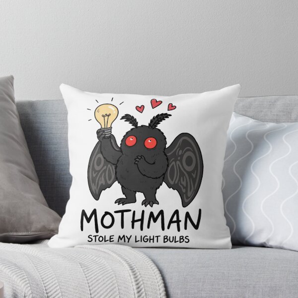Aperçu de l'œuvre Mothman a volé mes ampoules - Dessin animé drôle de créature cryptide créée et vendue par ShirtWreck.