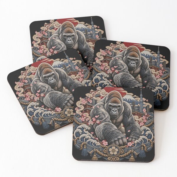 Item preview, Gorilla Embroidery Streetwear Art – Japanese Denim Style Silverback Design designed and sold by Emoji Emblems.