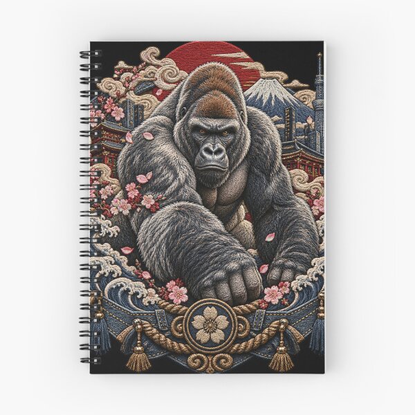 Item preview, Gorilla Embroidery Streetwear Art – Japanese Denim Style Silverback Design designed and sold by Emoji Emblems.
