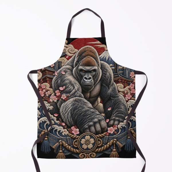Item preview, Gorilla Embroidery Streetwear Art – Japanese Denim Style Silverback Design designed and sold by Emoji Emblems.