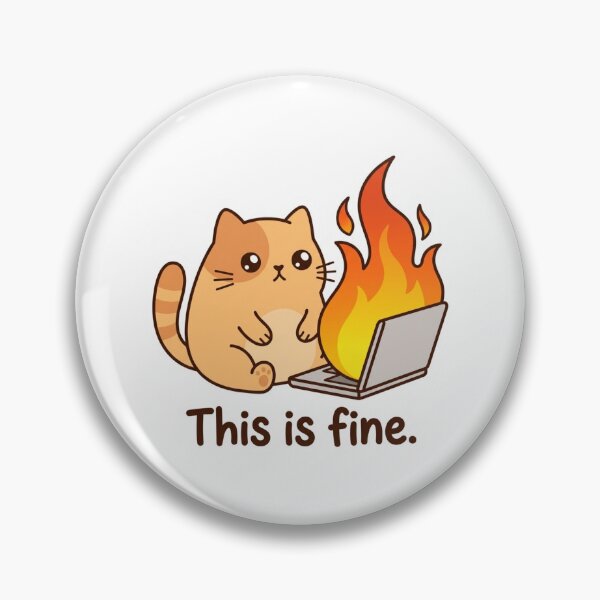 Item preview, This Is Fine Burning Laptop Cat Funny IT Tech Support Desk Sarcasm Programmer Meme designed and sold by raedattia.