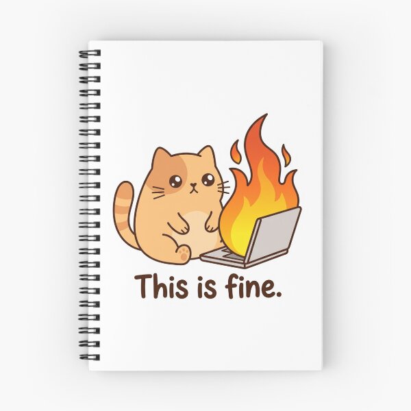 Item preview, This Is Fine Burning Laptop Cat Funny IT Tech Support Desk Sarcasm Programmer Meme designed and sold by raedattia.