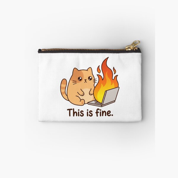 Item preview, This Is Fine Burning Laptop Cat Funny IT Tech Support Desk Sarcasm Programmer Meme designed and sold by raedattia.