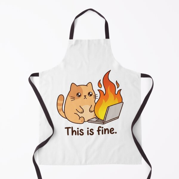 Item preview, This Is Fine Burning Laptop Cat Funny IT Tech Support Desk Sarcasm Programmer Meme designed and sold by raedattia.