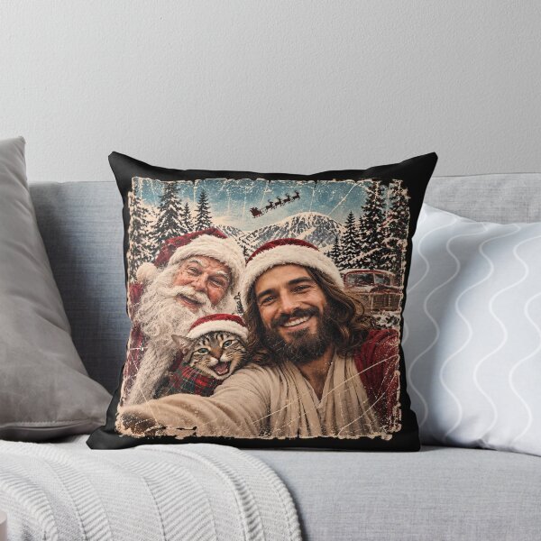 Item preview, Jesus and Santa Selfie Funny Christmas Cat designed and sold by unicorns-art.