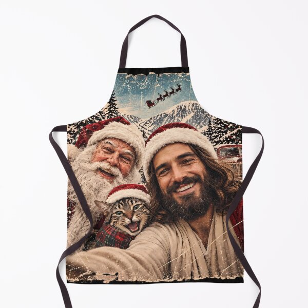 Item preview, Jesus and Santa Selfie Funny Christmas Cat designed and sold by unicorns-art.