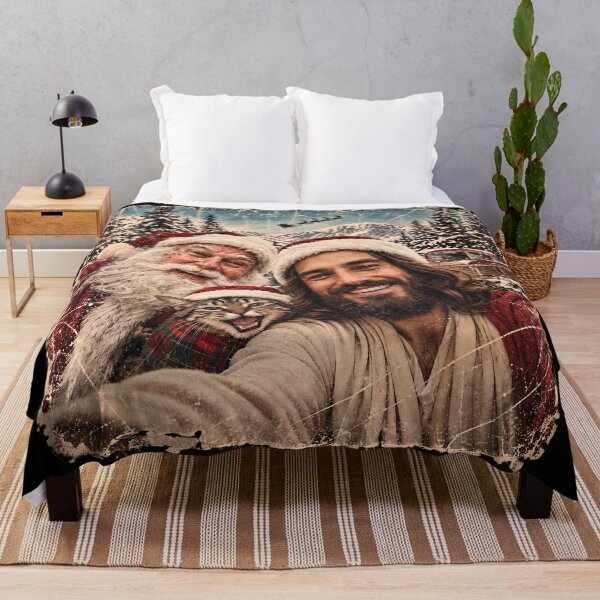 Item preview, Jesus and Santa Selfie Funny Christmas Cat designed and sold by unicorns-art.