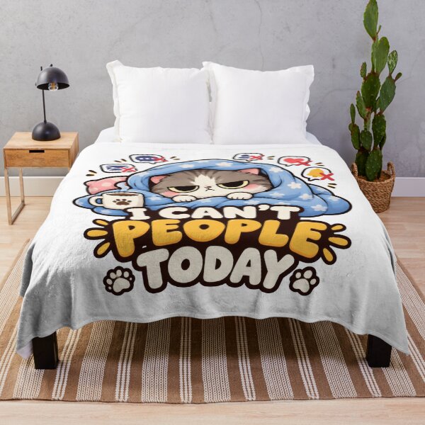 Item preview, Funny Introvert Cat I Can't People Today Cozy Blanket designed and sold by VELORIA706.