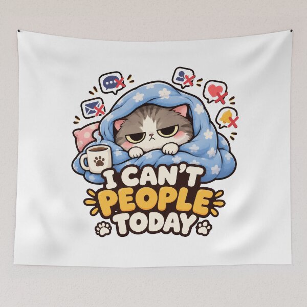 Item preview, Funny Introvert Cat I Can't People Today Cozy Blanket designed and sold by VELORIA706.