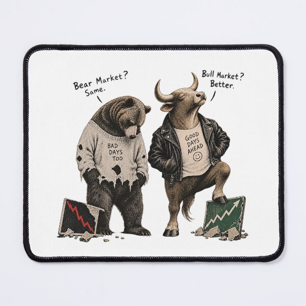 Item preview, Bull vs Bear Market Good Days Ahead Financial Trader Contrast Art designed and sold by zzz888.