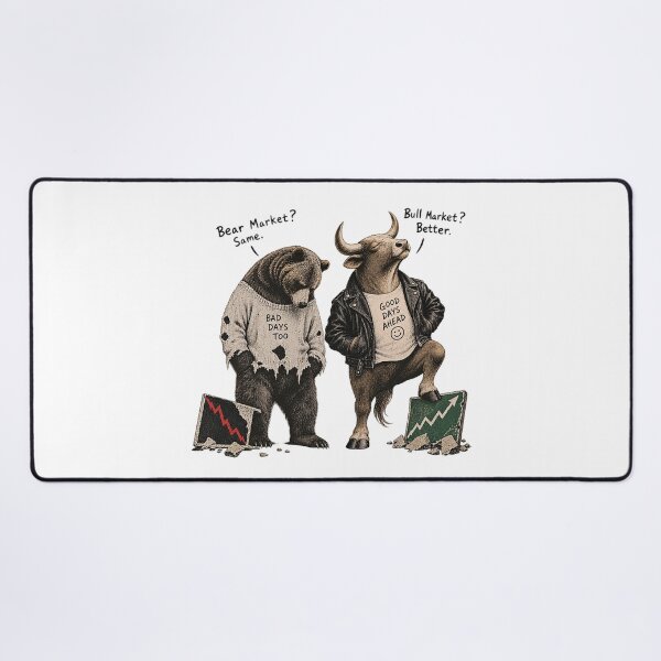Item preview, Bull vs Bear Market Good Days Ahead Financial Trader Contrast Art designed and sold by zzz888.