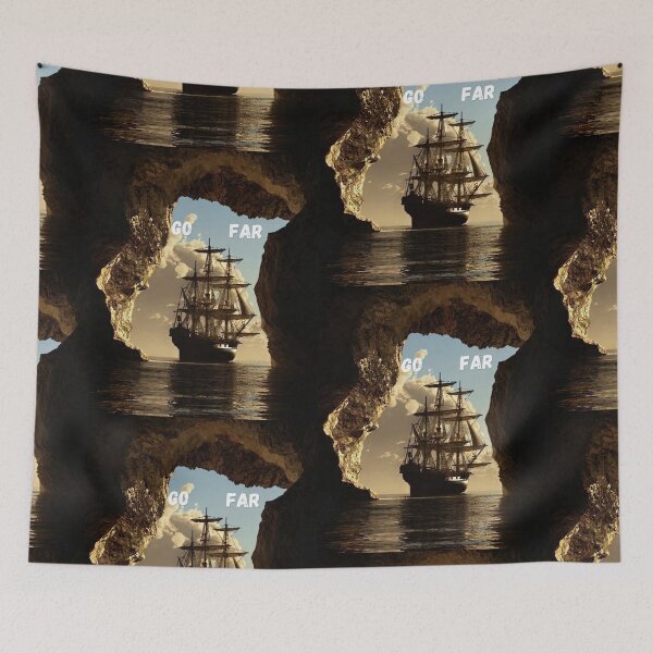 Item preview, Go Far Sailing Ship Voyage - Vintage Pirate Cave Adventure designed and sold by Farahsalama.