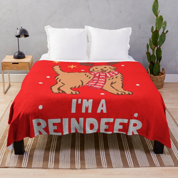 Item preview, Cute Golden Retriever wearing Reindeer Antlers and Christmas Scarf designed and sold by monkik.