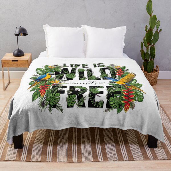 Item preview, Life Is Wild Tropical Parrot Jungle Botanical Quote Art designed and sold by Vibe-Vary.