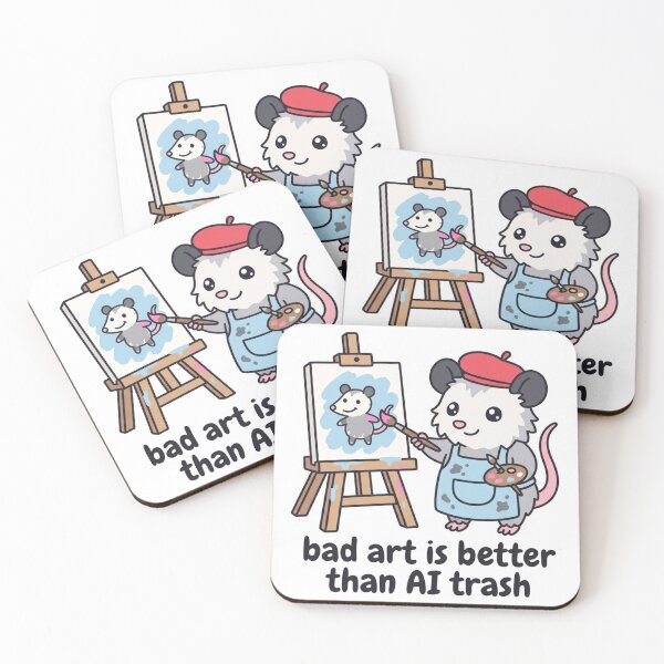 Item preview, Bad Art Is Better Than AI Trash Artist Possum Painter Funny Anti AI Quote designed and sold by raedattia.
