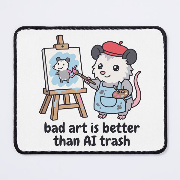 Item preview, Bad Art Is Better Than AI Trash Artist Possum Painter Funny Anti AI Quote designed and sold by raedattia.