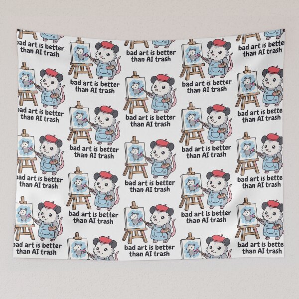 Item preview, Bad Art Is Better Than AI Trash Artist Possum Painter Funny Anti AI Quote designed and sold by raedattia.