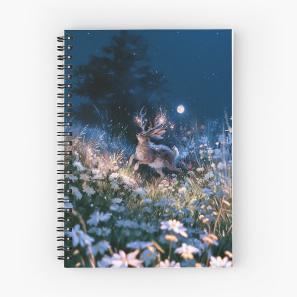 Item preview, A Jackalope sprinting through moonlit wildflower meadows, Fantasy & Mythological Creatures designed and sold by CDC40.