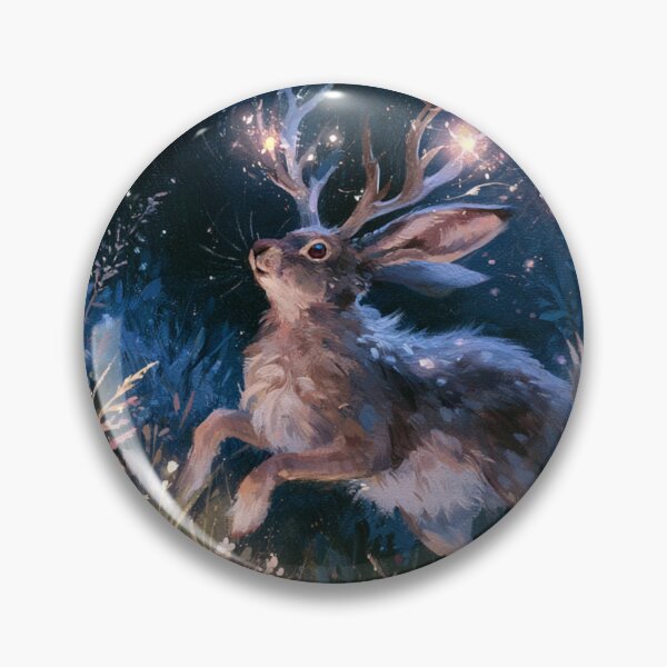 Item preview, A Jackalope sprinting through moonlit wildflower meadows, Fantasy & Mythological Creatures designed and sold by CDC40.