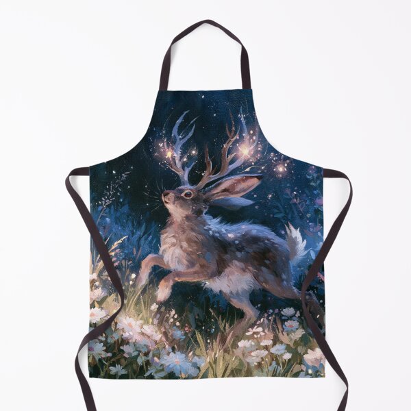 Item preview, A Jackalope sprinting through moonlit wildflower meadows, Fantasy & Mythological Creatures designed and sold by CDC40.