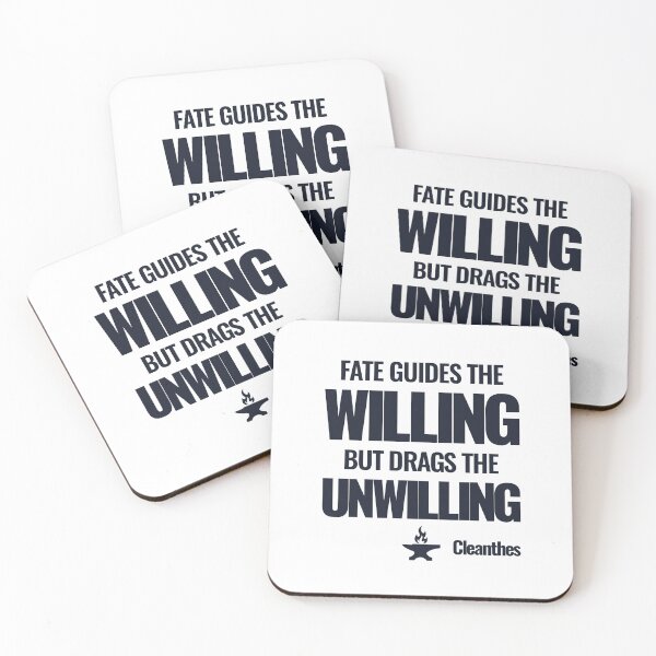 Item preview, Fate Guides the Willing but Drags the Unwilling - Cleanthes - Bold Stoic Quote - Dark Version designed and sold by Stoic Core.