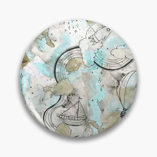 Item preview, Dreamy Sky Nursery Pattern - Hot Air Balloons, Moon & Stars Baby Print designed and sold by FaireWaveArt.
