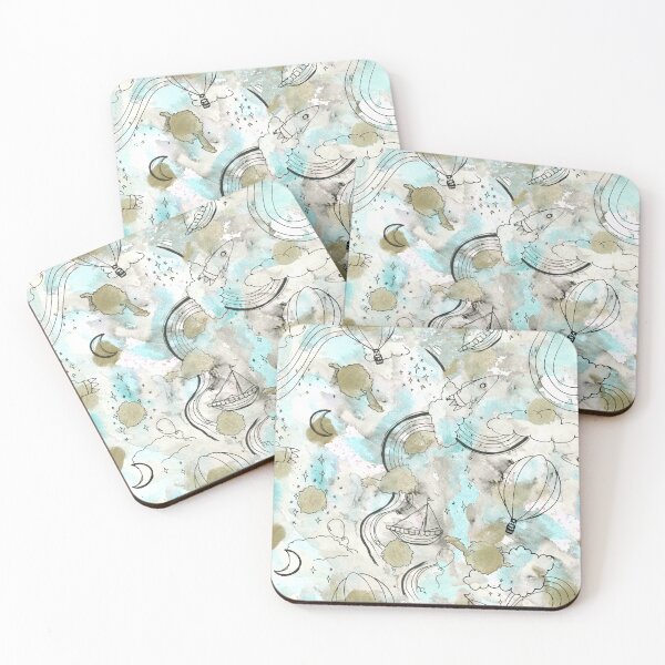 Item preview, Dreamy Sky Nursery Pattern - Hot Air Balloons, Moon & Stars Baby Print designed and sold by FaireWaveArt.