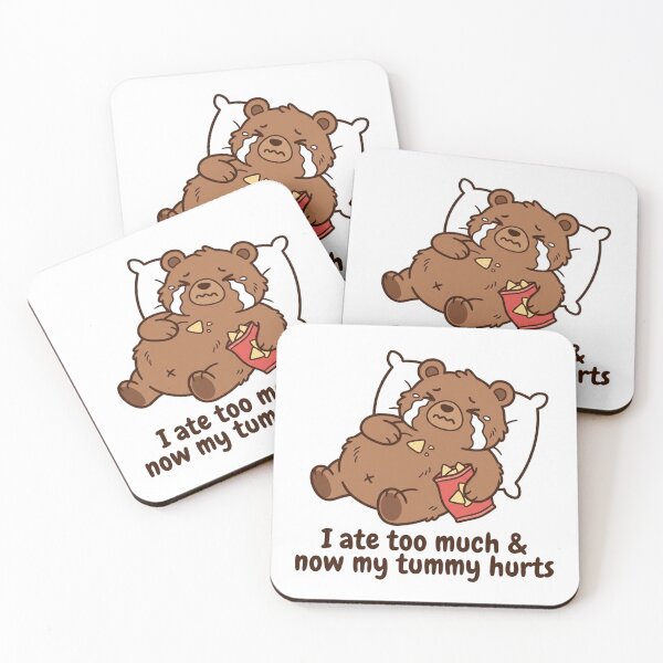 Item preview, I Ate Too Much Tummy Hurts Crying Bear Funny Food Coma Snack Regret Quote Meme designed and sold by raedattia.