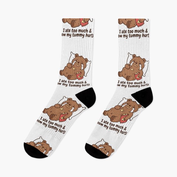 Item preview, I Ate Too Much Tummy Hurts Crying Bear Funny Food Coma Snack Regret Quote Meme designed and sold by raedattia.