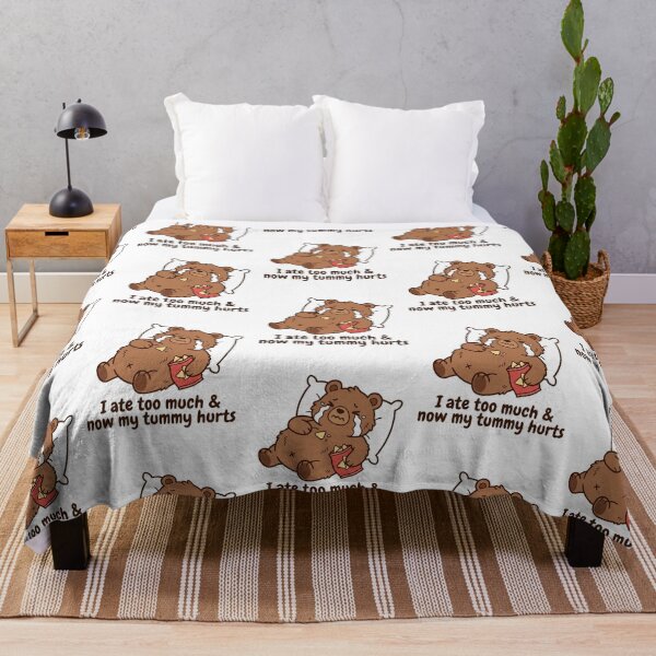 Item preview, I Ate Too Much Tummy Hurts Crying Bear Funny Food Coma Snack Regret Quote Meme designed and sold by raedattia.