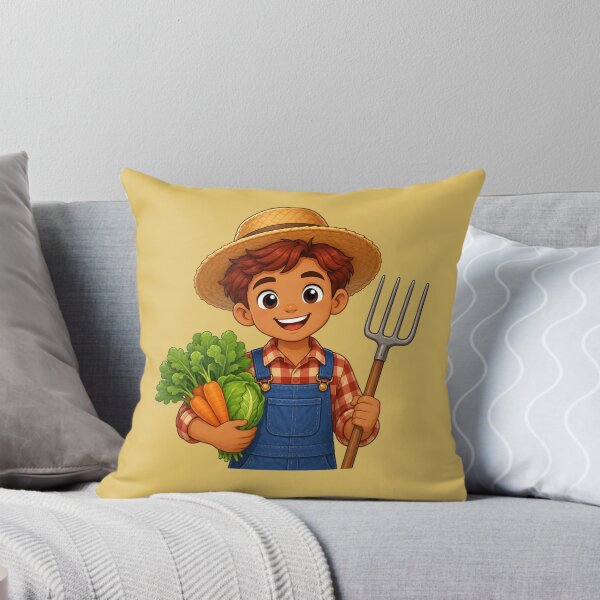 Item preview, Cute Male Farmer Illustration with Fresh Vegetables and Pitchfork designed and sold by Theproxmrt.
