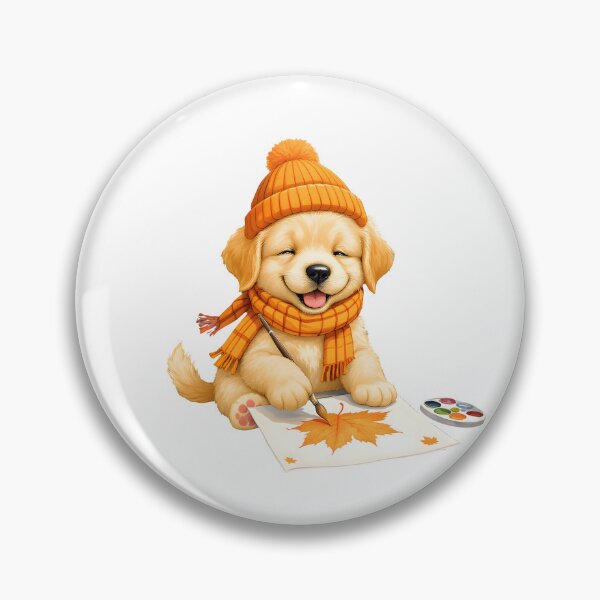 Item preview, Cute Autumn Golden Retriever Puppy Art designed and sold by Kedspicedesign.