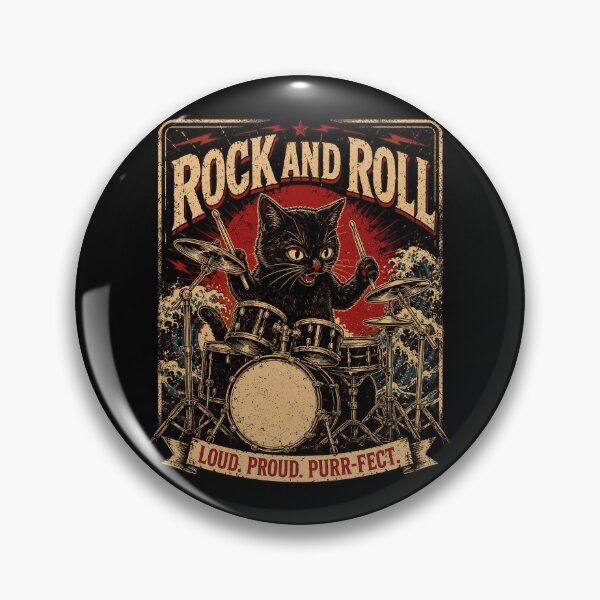 Item preview, Rock And Roll Cat Heavy Metal Funny Cat Drummer designed and sold by andre-hollow.
