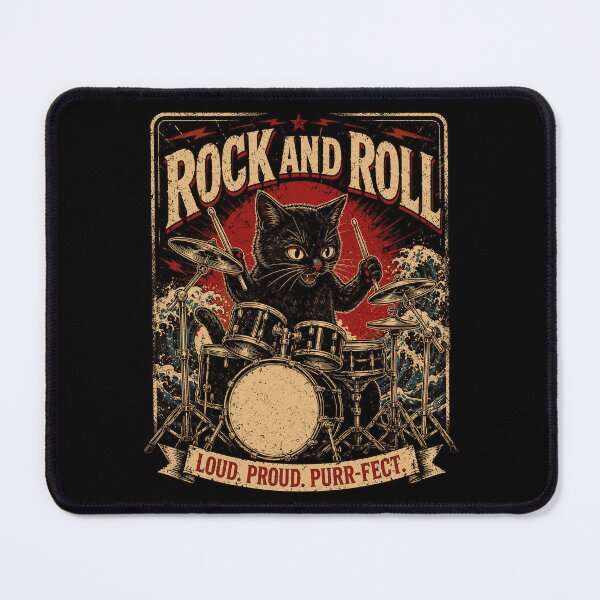 Item preview, Rock And Roll Cat Heavy Metal Funny Cat Drummer designed and sold by andre-hollow.