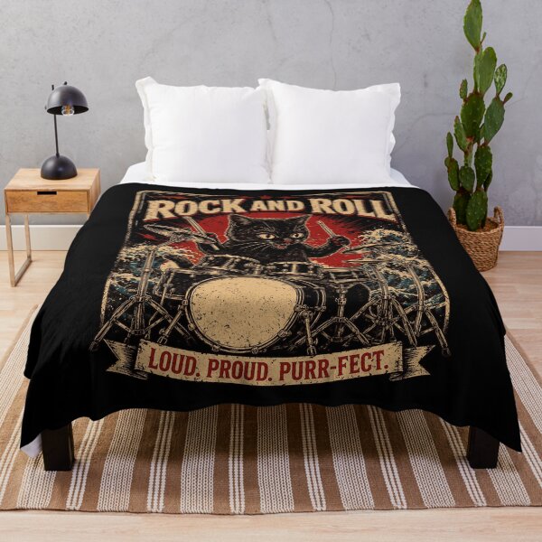 Item preview, Rock And Roll Cat Heavy Metal Funny Cat Drummer designed and sold by andre-hollow.