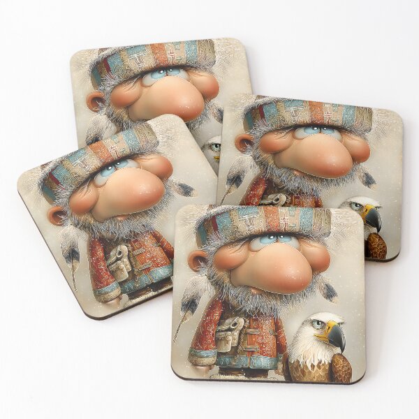 Item preview, Whimsical Character with Eagle in Winter Scene designed and sold by Artessie.