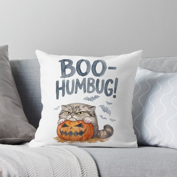 Item preview, Boo-Humbug Grumpy Pallas Cat Halloween Pumpkin Watercolor designed and sold by PawtopiaArt.