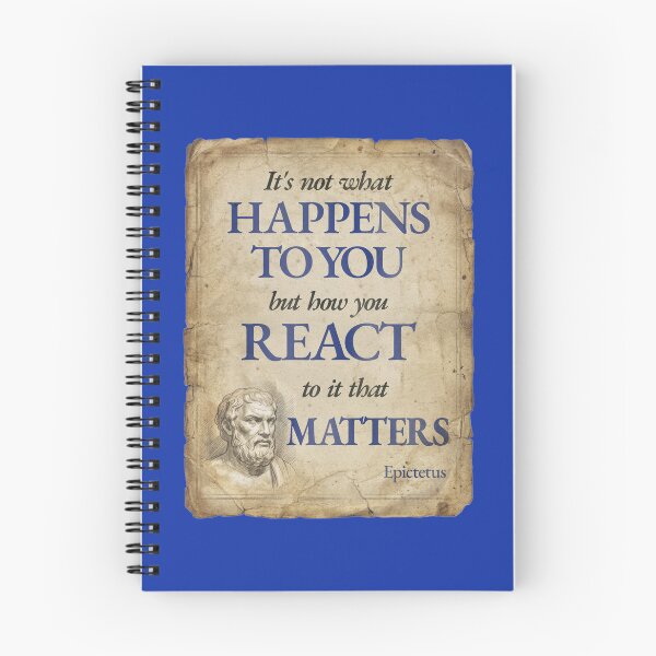 Item preview, It's Not What Happens to You But How You React To It That Matters - Epictetus - Vintage Distressed Stoic Quote - Egyptian Blue Version designed and sold by Stoic Core.