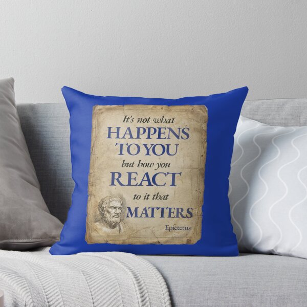 Item preview, It's Not What Happens to You But How You React To It That Matters - Epictetus - Vintage Distressed Stoic Quote - Egyptian Blue Version designed and sold by Stoic Core.