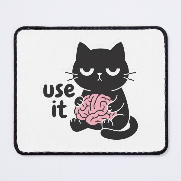 Item preview, Use It Black Cat Holding Brain Funny Sarcastic Common Sense Office Desk Quote designed and sold by raedattia.