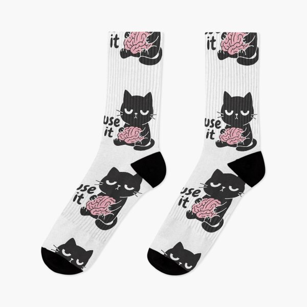 Item preview, Use It Black Cat Holding Brain Funny Sarcastic Common Sense Office Desk Quote designed and sold by raedattia.