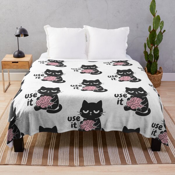 Item preview, Use It Black Cat Holding Brain Funny Sarcastic Common Sense Office Desk Quote designed and sold by raedattia.