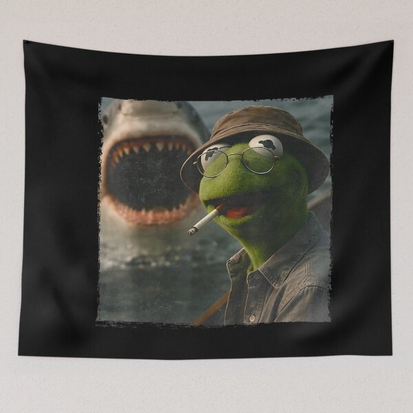 Item preview, Funny Smoking Frog Meme Vintage Shark Attack Parody designed and sold by LakenDraphil.